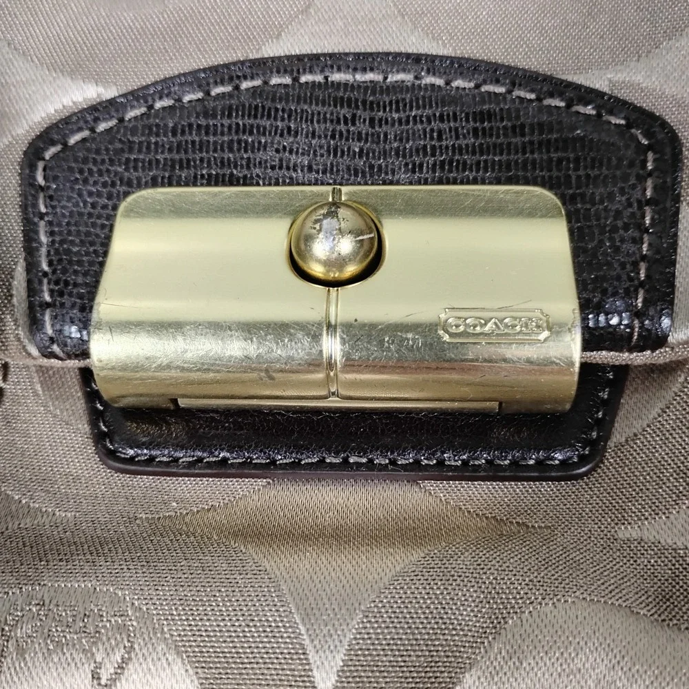 Coach Kristin Op Art Sateen Hobo Bag 19331 Khaki Mahogany Signature Shoulder